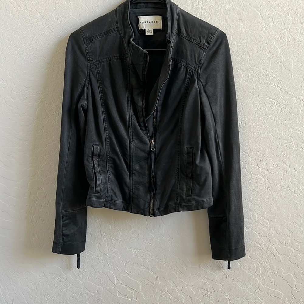 Washed black crop jacket from Anthropologie